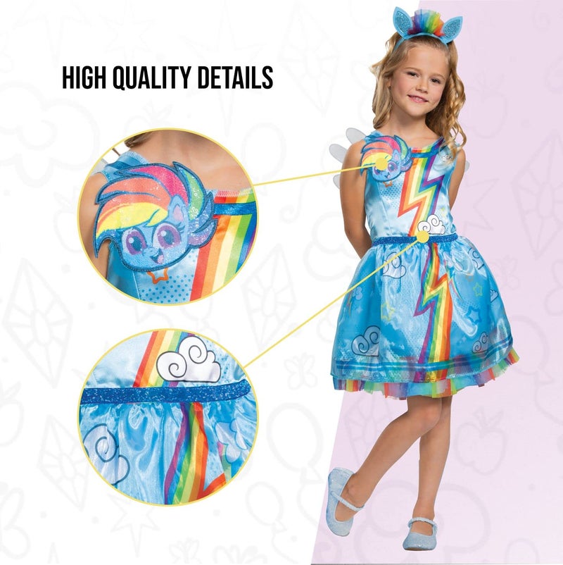 Disguise Rainbow Dash My Little Pony Costume for Girls, Children's Character Dress Outfit, Classic Kids Size Small (4-6x), Blue & Rainbow (104719L) - Image 4